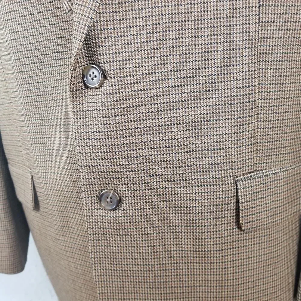 Chaps Blazer Mens 46R Brown Check Wool Sport Coat Jacket Two Button‎ Notch Lapel